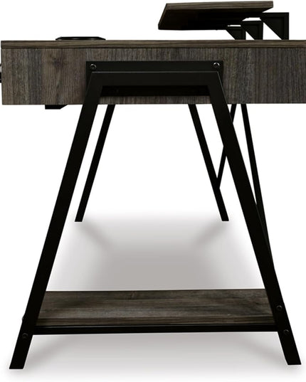 Signature Design by Ashley Barolli Home Office Gaming Desk with Multiuple LED Back Lights, Grayish Brown - LeafyLoom