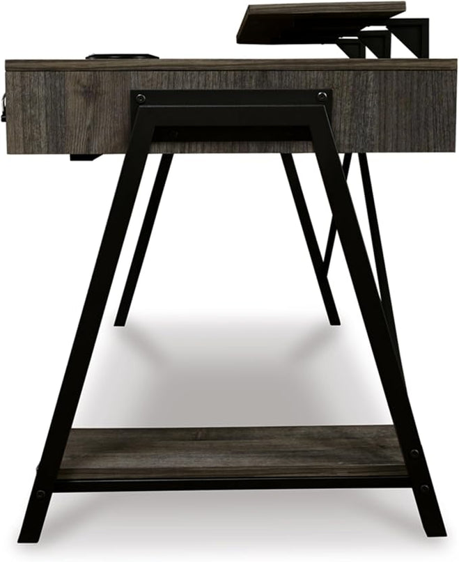Signature Design by Ashley Barolli Home Office Gaming Desk with Multiuple LED Back Lights, Grayish Brown - LeafyLoom
