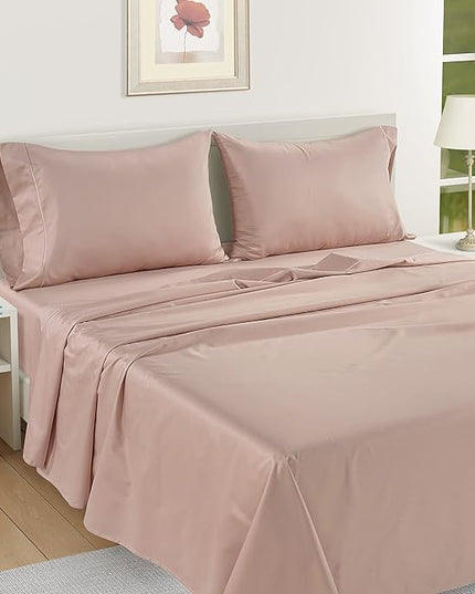 LANE LINEN Luxury 100% Egyptian Cotton Bed Sheets - 1000 Thread Count 4-Piece Sepia Rose Calking Set Long Staple Bedding Sateen Weave Hotel Fits Upto 17" Mattress - LeafyLoom