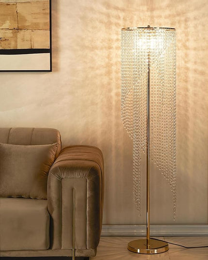 Raindrop Crystal Floor Lamp French Golden - LeafyLoom