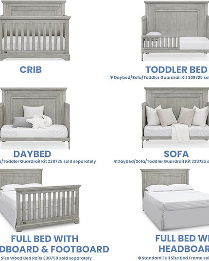 Delta Children Simmons Kids SlumberTime Paloma 4-in-1 Convertible Baby Crib - Greenguard Gold Certified, Rustic Mist - LeafyLoom