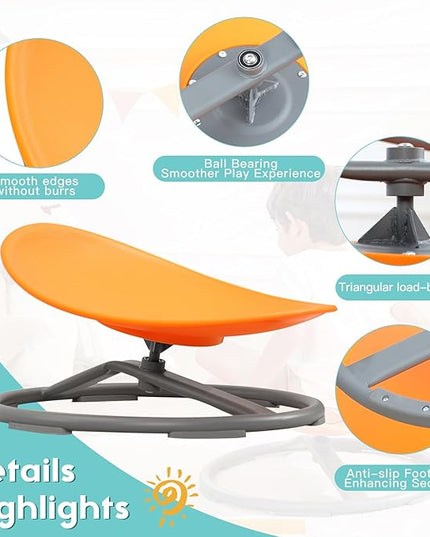 Sensory Spinning Chair for Autism Kids Sit and Spin Chair for Kids ADHD Chair Training Body Coordination Kids Swivel Chair Autism Sensory Products (Orange) - LeafyLoom