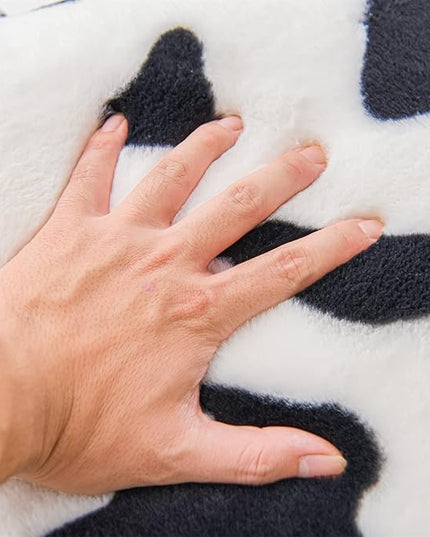 A Nice Night Faux Fur Reading Pillow Bed Wedge Large Adult Children Backrest with Arms Back Support for Sitting Up in Bed/Couch for Bedrest,Cow - LeafyLoom