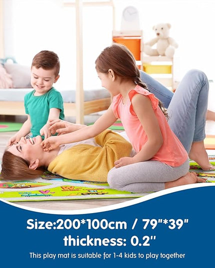 Booooom Jackson Large Kids Car Rug,Train Rug,ABC Alphabet Nursery Rug for Kids,Car Play Rug for Kids Playroom,Race Track Rug,Car Play Mat,Road Rug for Toddlers,Car Mat Car Carpet for Kids Room - LeafyLoom