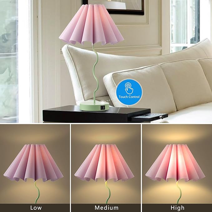 Table Lamps for Bedroom Modern Single Table Lamp for Night Stands Beside Lamps Living Room End Table Lamp (Green) - LeafyLoom