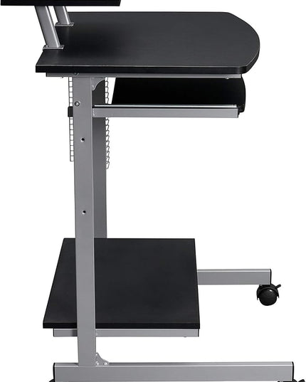 Techni Mobili Compact Computer Cart With Storage, Graphite - LeafyLoom