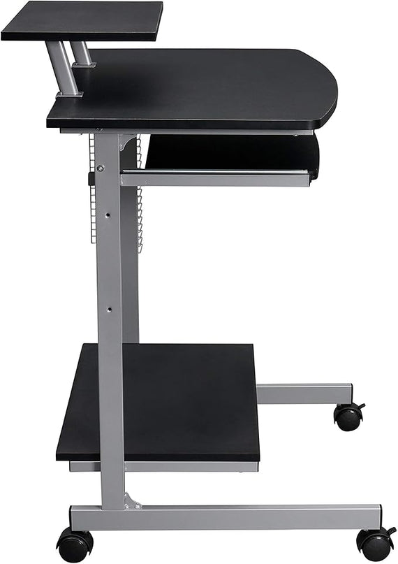 Techni Mobili Compact Computer Cart With Storage, Graphite - LeafyLoom