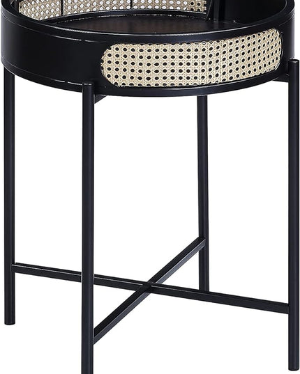 NicBex Coffee Table Wooden Coffee Table with Storage Round Center Tables with Strong Metal Legs End Table for Living Room, Dining Room, Office, and Bedroom,22" W, Black - LeafyLoom