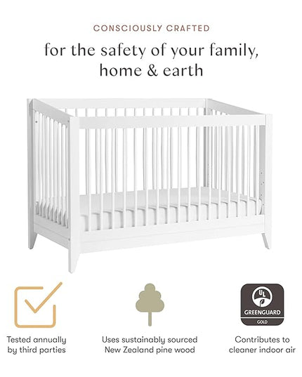 Babyletto Sprout 4-in-1 Convertible Crib with Toddler Bed Conversion Kit in White, Greenguard Gold Certified - LeafyLoom