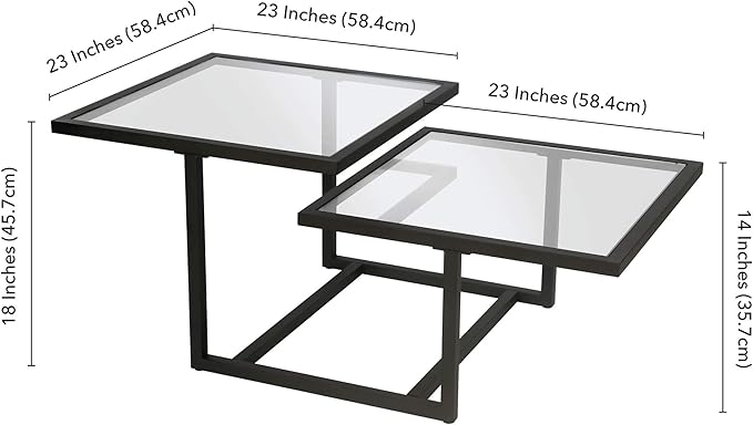 Henn&Hart 43" Wide Square Coffee Table in Blackened Bronze, Modern coffee tables for living room, studio apartment essentials - LeafyLoom