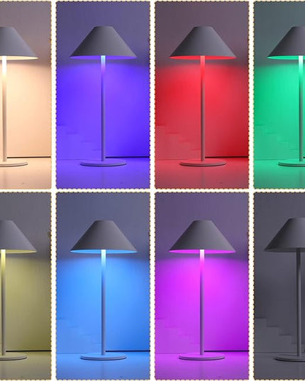 oneleaf Table Lamp RGB Modern LED Cordless,Rechargeable Battery Touch Desk lamp with remote control, Night Light, Metal Shell, for Couple Dinner/Restaurant/Bedroom/Camp-White - LeafyLoom