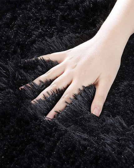 YOBATH Fluffy 8x10 Feet Area Rugs for Living Room Bedroom, Large Modern Soft Fuzzy Shaggy Carpet Shag Rugs Girls Boys Kids Nursery Dorm Room, Black - LeafyLoom