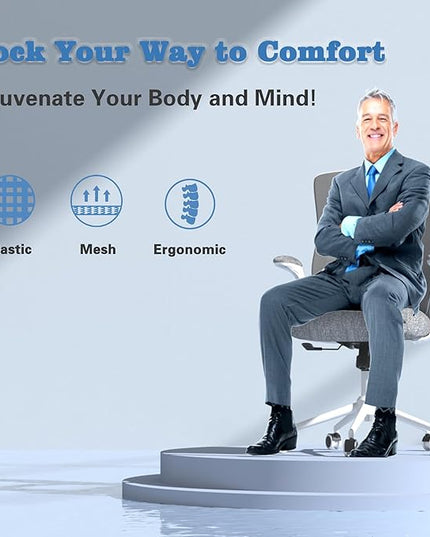 Office Chair, High Back Desk Chair with Adjustable Lumbar Support, Ergonomic Mesh Computer Chair with Premium Cold-Cured Cushion, Height Liftable Swivel Chair for Home Office - LeafyLoom