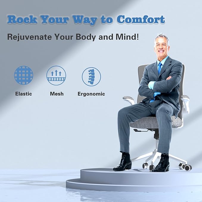 Office Chair, High Back Desk Chair with Adjustable Lumbar Support, Ergonomic Mesh Computer Chair with Premium Cold-Cured Cushion, Height Liftable Swivel Chair for Home Office - LeafyLoom