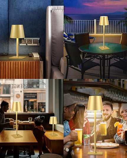 2 Pack Cordless Table Lamps, 3 Colors Stepless Dimming, 5000mAh Rechargeable Battery LED Desk Lamp for Bedroom/Couple Dinner/Desk/Cafe/Dining Room/Terrace - LeafyLoom