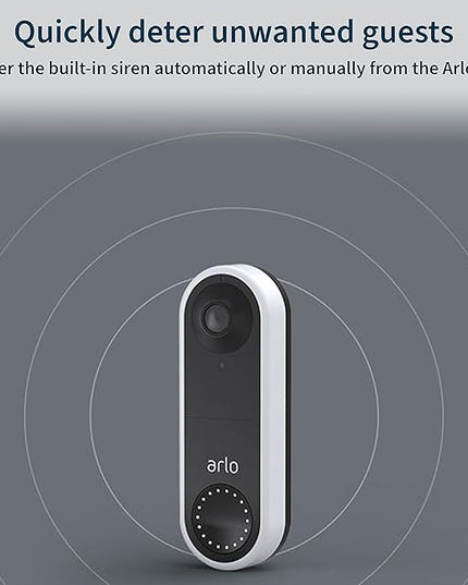 Arlo Essential Wired Video Doorbell - HD Video, 180° View, Night Vision, 2 Way Audio, DIY Installation (wiring required), Security Camera, Doorbell Camera, Home Security Cameras, White - AVD1001 Arlo