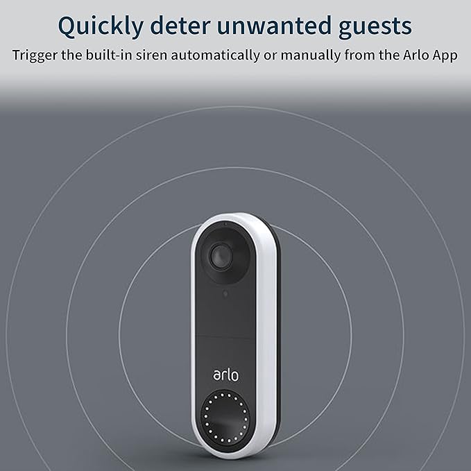 Arlo Essential Wired Video Doorbell - HD Video, 180° View, Night Vision, 2 Way Audio, DIY Installation (wiring required), Security Camera, Doorbell Camera, Home Security Cameras, White - AVD1001 Arlo