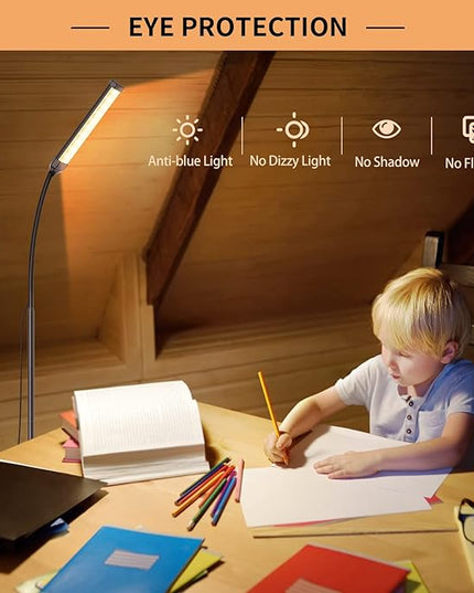 LED Floor Lamp, Reading Lamps Floor Standing [120 LEDs with 3 Color Mode 3000K-6000K & 10 Brightness Setting] Dimmable Desk Light with Flexible Gooseneck for Living Room Bedroom Office - LeafyLoom