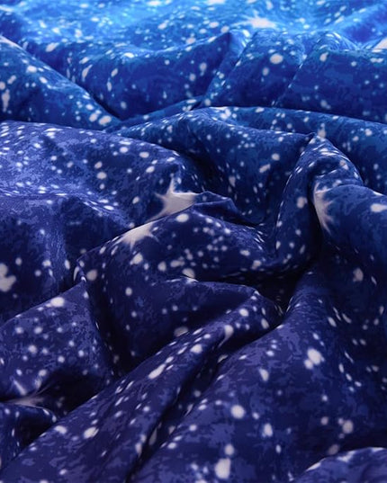 Holawakaka Kids Space Star Galaxy Bedding Comforter Set Twin/Twin XL Size Boys Girls Blue Indigo Ombre Print Gradient Glitter Stars Bed Sets (Blue, Twin) - LeafyLoom