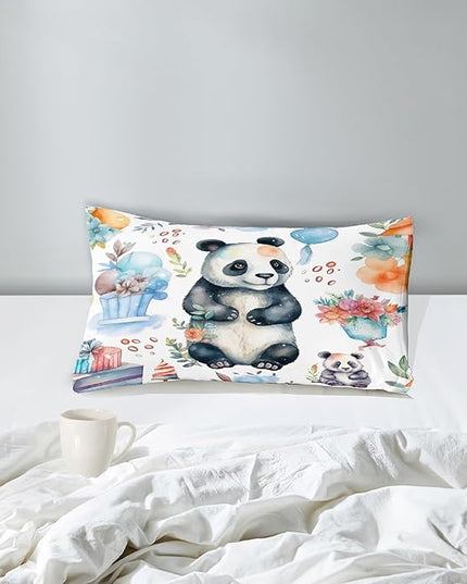 Panda Comforter Set Twin Size - Panda Bedding for Boys Girls Cute Panda Set Cartoon Pandas Print Comfort Twin Bedding Set for Kids Teens, 1 Comforter+1 Pillowcase - LeafyLoom