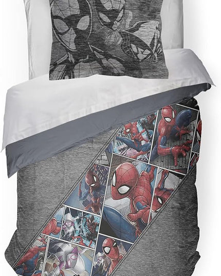 Marvel Spiderman Grunge Twin Comforter & Sham Set - Super Soft Kids Bedding - Fade Resistant Microfiber (Official Marvel Product) - LeafyLoom