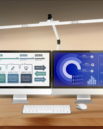 Led Desk Lamp for Home Office, Ultra Bright Touch-Dimming Architect Table Lamp with Clamp, 24W Adjustable Foldable Three Swing Arm Eyecare Led Desk Light with Infrared Sensor -White - LeafyLoom