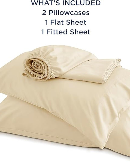 Bedsure California King Sheet Sets, Cooling Sheets, Rayon Derived from Bamboo, Deep Pocket Up to 16", Breathable & Soft Bed Sheets, Hotel Luxury Silky Bedding Sheets & Pillowcases, Alabaster Gleam - LeafyLoom