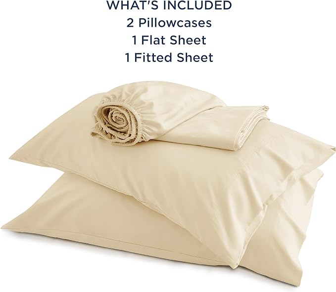 Bedsure California King Sheet Sets, Cooling Sheets, Rayon Derived from Bamboo, Deep Pocket Up to 16", Breathable & Soft Bed Sheets, Hotel Luxury Silky Bedding Sheets & Pillowcases, Alabaster Gleam - LeafyLoom