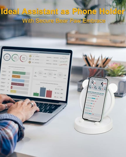Boncoo Rechargeable Lamp, Cute Bear Battery Operated Desk Lamp Portable & Foldable, LED Cordless Lamp Dimmable with 3 Color Modes, Eye Caring Table Light Small Desk Lamps for Home Office Dorm - LeafyLoom
