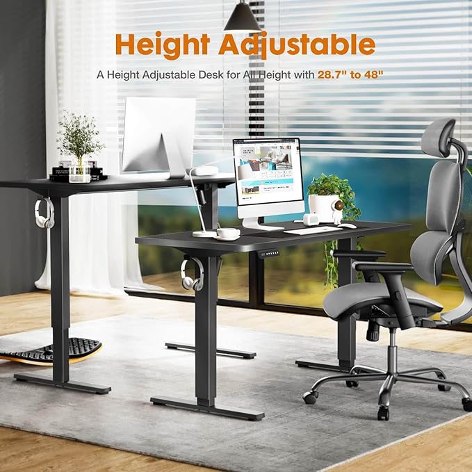 NicBex Home Office Desk 55'' x 23" Electric Height Adjustable Standing Desk Computer Desk Office Desk, Sit to Stand Ergonomic Computer Desk Adjustable Desk, Black - LeafyLoom