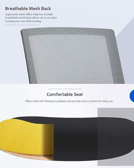 Home Office Chair Ergonomic Desk Chair Swivel Rolling Computer Chair Executive Lumbar Support Task Mesh Chair Adjustable Stool for Women Men,Grey - LeafyLoom