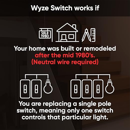 Wyze Switch, 2.4 GHz WiFi Smart Light Switch, Single-Pole, Needs Neutral Wire, Compatible & Cam Pan v3 Indoor/Outdoor IP65-Rated 1080p Pan/Tilt/Zoom Wi-Fi Smart Home Security Camera WYZE