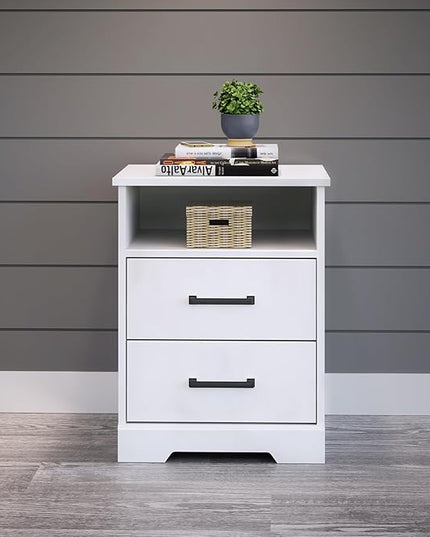 Prepac 2 Drawer Nightstand, 16.25in x 18.75in x 24.5in, Rustic White - LeafyLoom