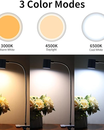 Dott Arts Desk Lamp,USB Clip On Light with 3 Color Modes,LED 10 Levels Brightness Reading Lamp, 360°Gooseneck Book Light,Eye-Care Reading Light for Home Office,Headboards Blue - LeafyLoom