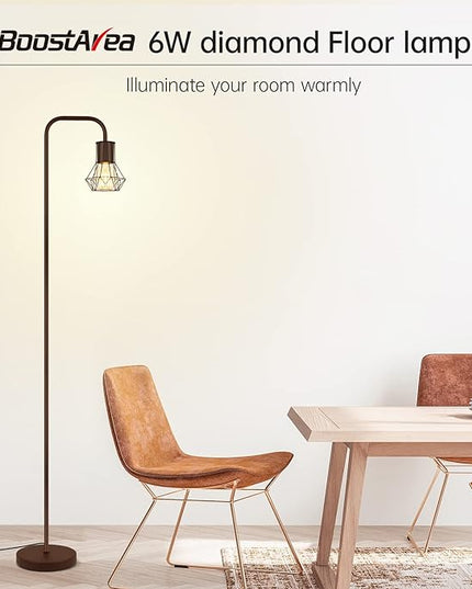 BoostArea Floor lamp,Industrial Floor Lamp,Standing Lamp with 6W LED Bulb,E26 Socket,On/Off Footswitch,Whole Metal,Modern Floor Lamp for Bedroom,Office, Living Room,Rustic,Vintage,Farmhouse - LeafyLoom
