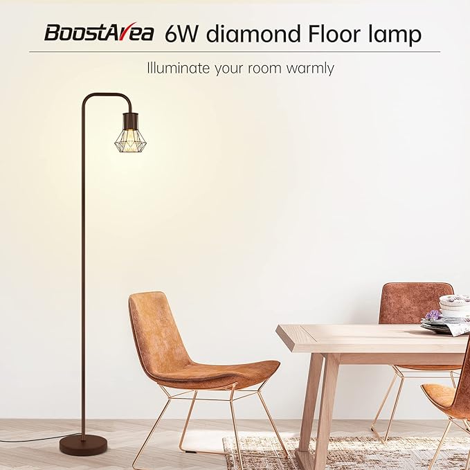 BoostArea Floor lamp,Industrial Floor Lamp,Standing Lamp with 6W LED Bulb,E26 Socket,On/Off Footswitch,Whole Metal,Modern Floor Lamp for Bedroom,Office, Living Room,Rustic,Vintage,Farmhouse - LeafyLoom