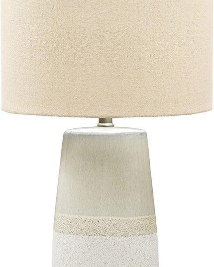 Signature Design by Ashley Shavon Contemporary 27" Textured Neutral Glaze Table Lamp, Beige & White - LeafyLoom