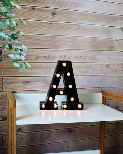 Light Up Black Alphabet Marquee Letters Sign LED Marquee Number Lights Sign for Night Light Home Bar Christmas Lamp Birthday Party Wedding Decoration A - LeafyLoom