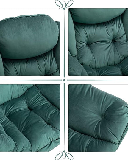 HollyHOME Modern Fabric Large Lazy Chair, Accent Oversized Comfy Reading Chair, Thick Padded Cozy Lounge Chair with Armrest, Leisure Sofa Chair for Living Room, Bedroom, Dorm, Dark Atrovirens - LeafyLoom