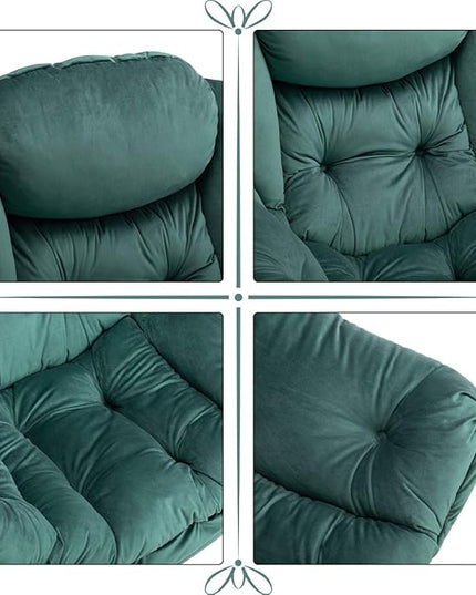 AbocoFur Modern Fabric Large Lazy Chair, Accent Oversized Comfy Reading Chair, Thick Padded Cozy Lounge Chair with Armrest, Leisure Sofa Chair for Living Room, Bedroom, Dorm, Dark Atrovirens - LeafyLoom