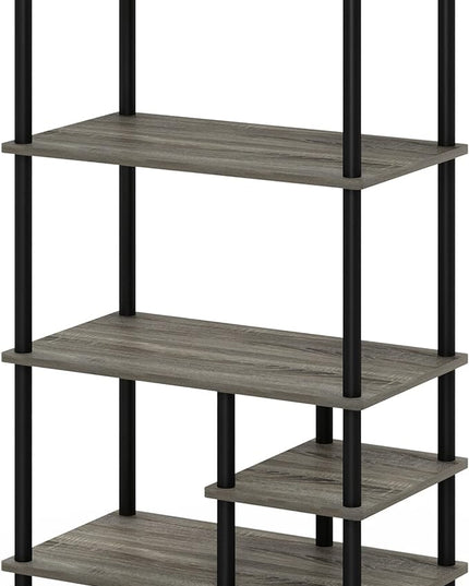 Furinno Turn-N-Tube 4-Tier Toolless Kitchen Storage Shelf Cart, French Oak Grey/Black - LeafyLoom