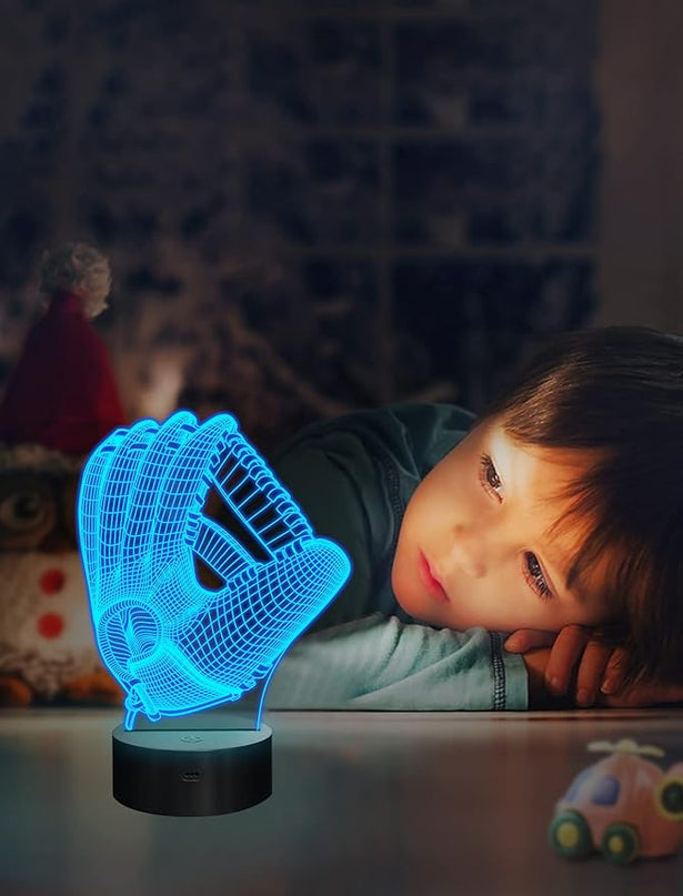 FULLOSUN Baseball Night Light, Baseball Catcher Gifts, 3D Baseball Lamp for Xmas Holiday Birthday Gifts for Kids Baseball Fan with Remote Control 16 Colors Changing + 4 Changing Mode + Dim Function … - LeafyLoom