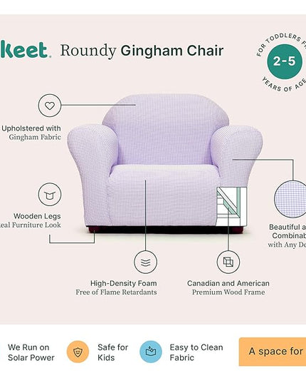 KEET Roundy Kid's Chair, Gingham Chair Only, Lavender - LeafyLoom