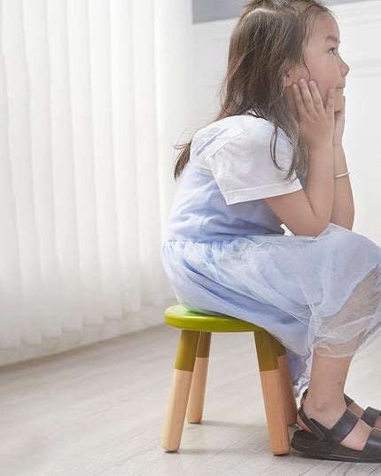 9 Inch Kids Solid Hard Wood Fruit Chair, Crafted Hand-Painted Wood with Assembled Four-Legged Sitting Stool, Bedroom, Playroom, Orange Furniture Stool for Toddler, Children, Boys, Girls(Orange) - LeafyLoom