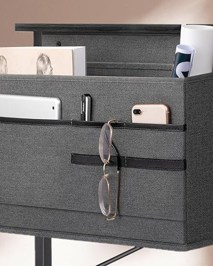 KKL Small Desk with Power Outlets and USB Port Computer Desk for Home Office Gaming Simple Modern Style Writing Desks with Storage Bag Headphone Hook, 48 inch, Black - LeafyLoom