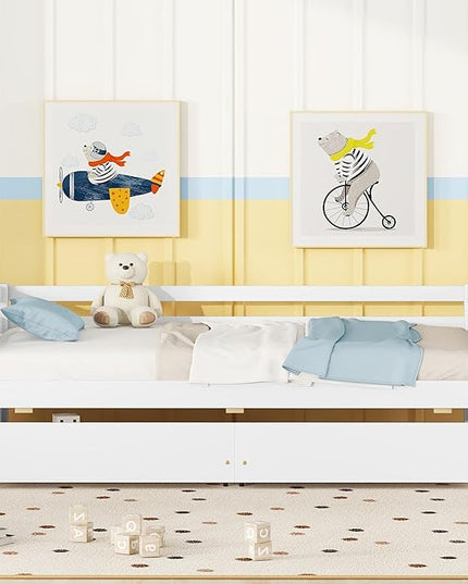 Bellemave Daybed with Two Storage Drawers Wood Day Bed, Sofa Bed Frame with Storage Drawers Daybed Couch with Storage Bed for Living Room Bedroom （White）… - LeafyLoom