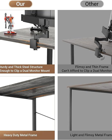 armocity Computer Desk with LED, Gaming Desk with Outlets, 40 Reversible Laptop Table with Monitor Stand, Small Desk for Small Spaces, Grey/Black - LeafyLoom