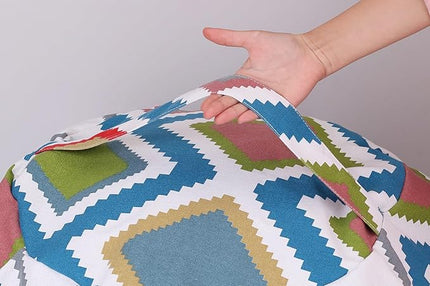 Colorful House Stuffed Animal Storage Bean Bag Chair Cover for Kids Stuffable Zipper Beanbag for Organizing Children Toys Large Canvas(38'',Square Pattern) - LeafyLoom