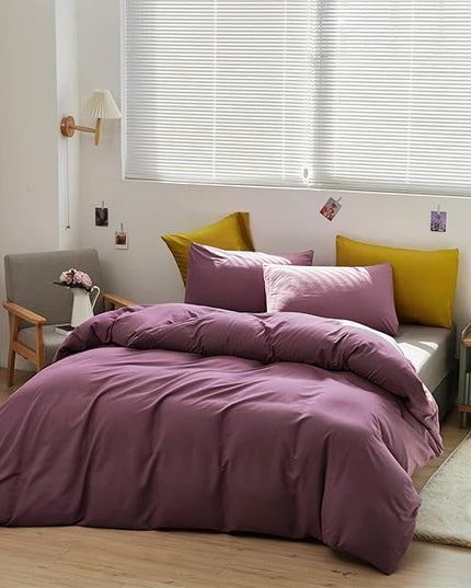 Purple Comforter Set King Grape Color Bedding Set 3 Pieces Solid Purple Comforter Set Hotel Quality Lightweight Women Comforter Set King Breathable Purple Bed Comforter Set King - LeafyLoom