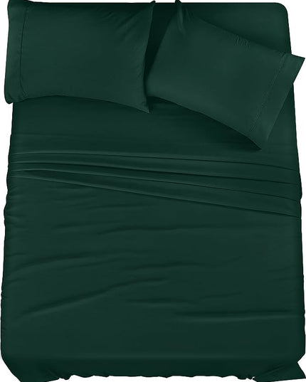 Utopia Bedding Queen Bed Sheets Set - 4 Piece Bedding - Brushed Microfiber - Shrinkage and Fade Resistant - Easy Care (Queen, Emerald) - LeafyLoom